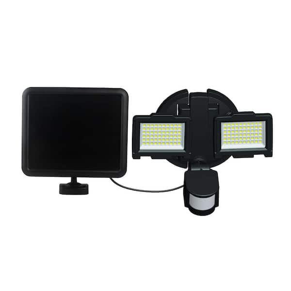 NATURE POWER 120 Integrated LED Black Dual Head Outdoor Solar Motion Activated Security Flood Light