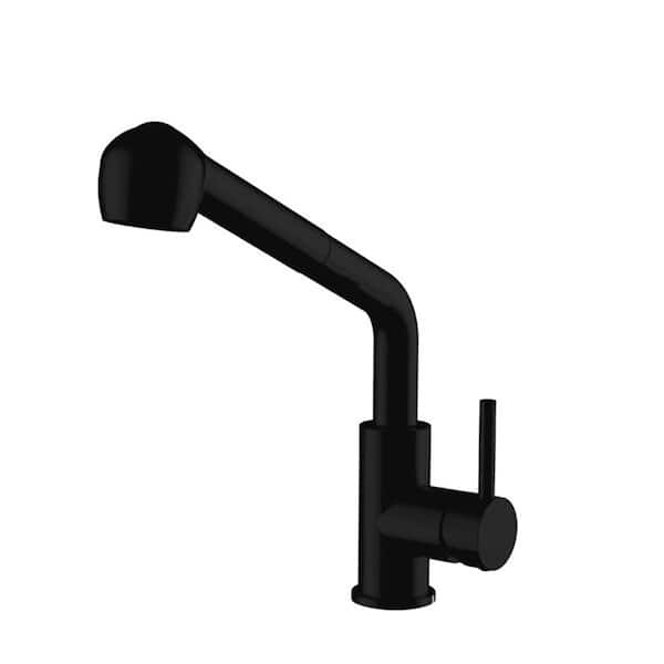 HOMLUX Single-Handle Pull-Out Sprayer Kitchen Faucet in Matte Black