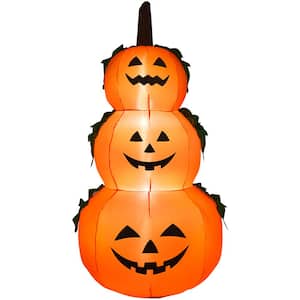 Inflatable Lighted 3 Stack Halloween Pumpkin,Lighted with Blower and Stakes 48" 