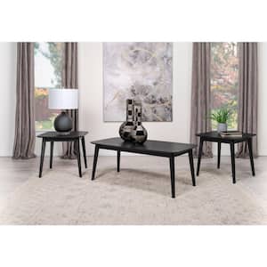 Radley 47.25 in. Black 3-piece Rectangle Wood Coffee Tables with End Table