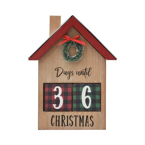 PARISLOFT 10 in. Brown Wood and Metal House Shaped Christmas Countdown  Calendar with Changeable Numbers UH459 - The Home Depot