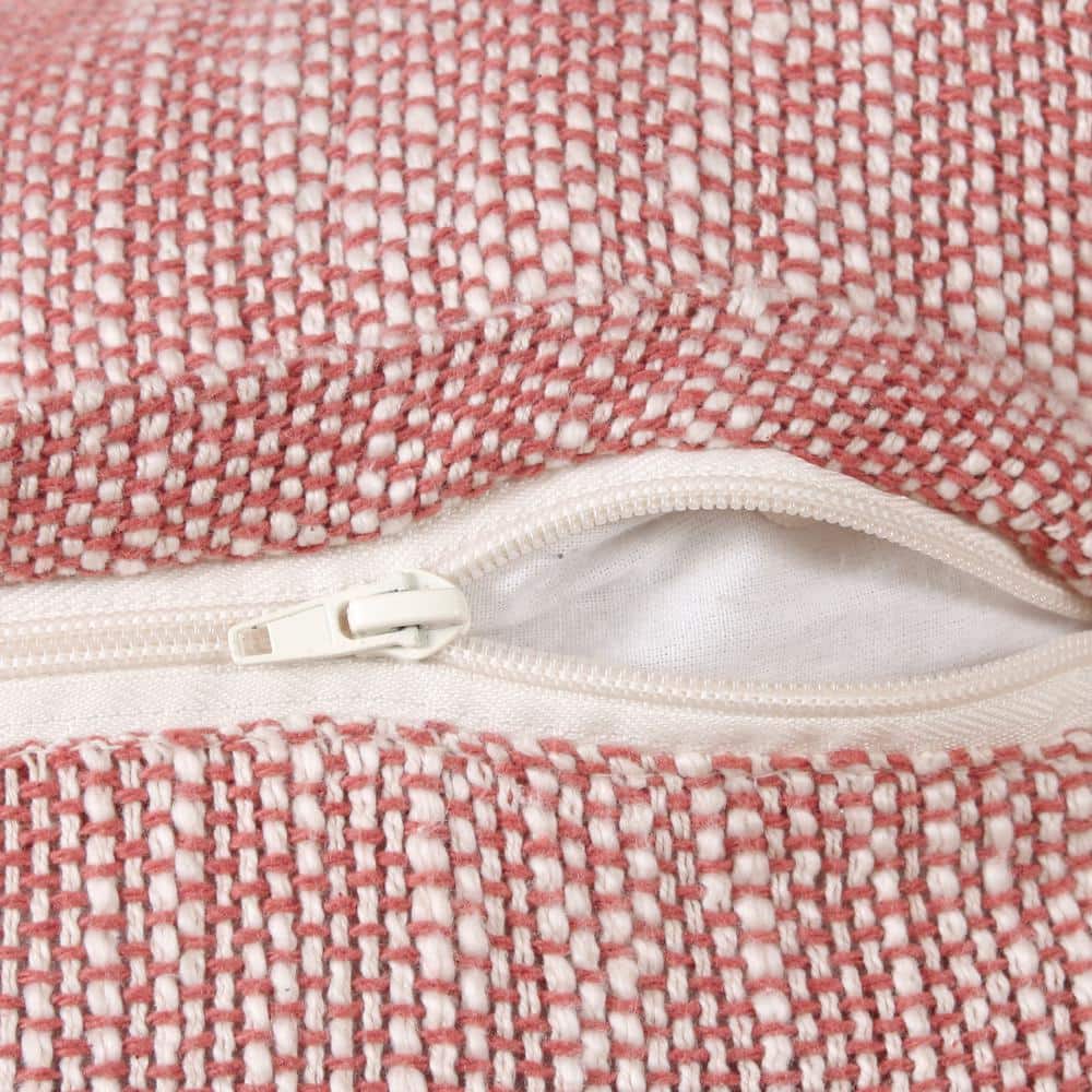 Sevita Auburn Red & White Cotton Fringe Square Throw Pillow - 20" x 20"