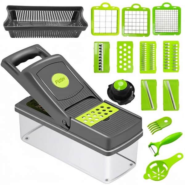 Mandoline Vegetable Slicer Stainless Steel Multi-Function Food Chopper with Container and Draining Basket, 1 Piece