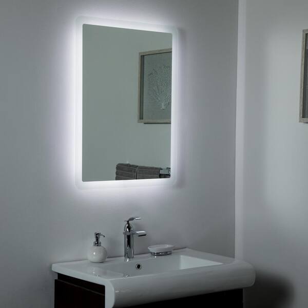 Decor Wonderland 24 In W X 32 H Frameless Rectangular Led Light Bathroom Vanity Mirror Silver Ssl1140 The Home Depot Decor Wonderland 24 In W X 32 H, Home Depot Bathroom Mirror Led