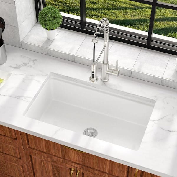 LORDEAR 33 in. x 19 in. Undermount Single Bowl Ceramic Workstation