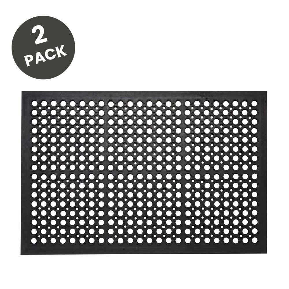 Black Rubber Non-Slip Anti-Fatigue Outdoor Mats, 36" x 60", Set of 2