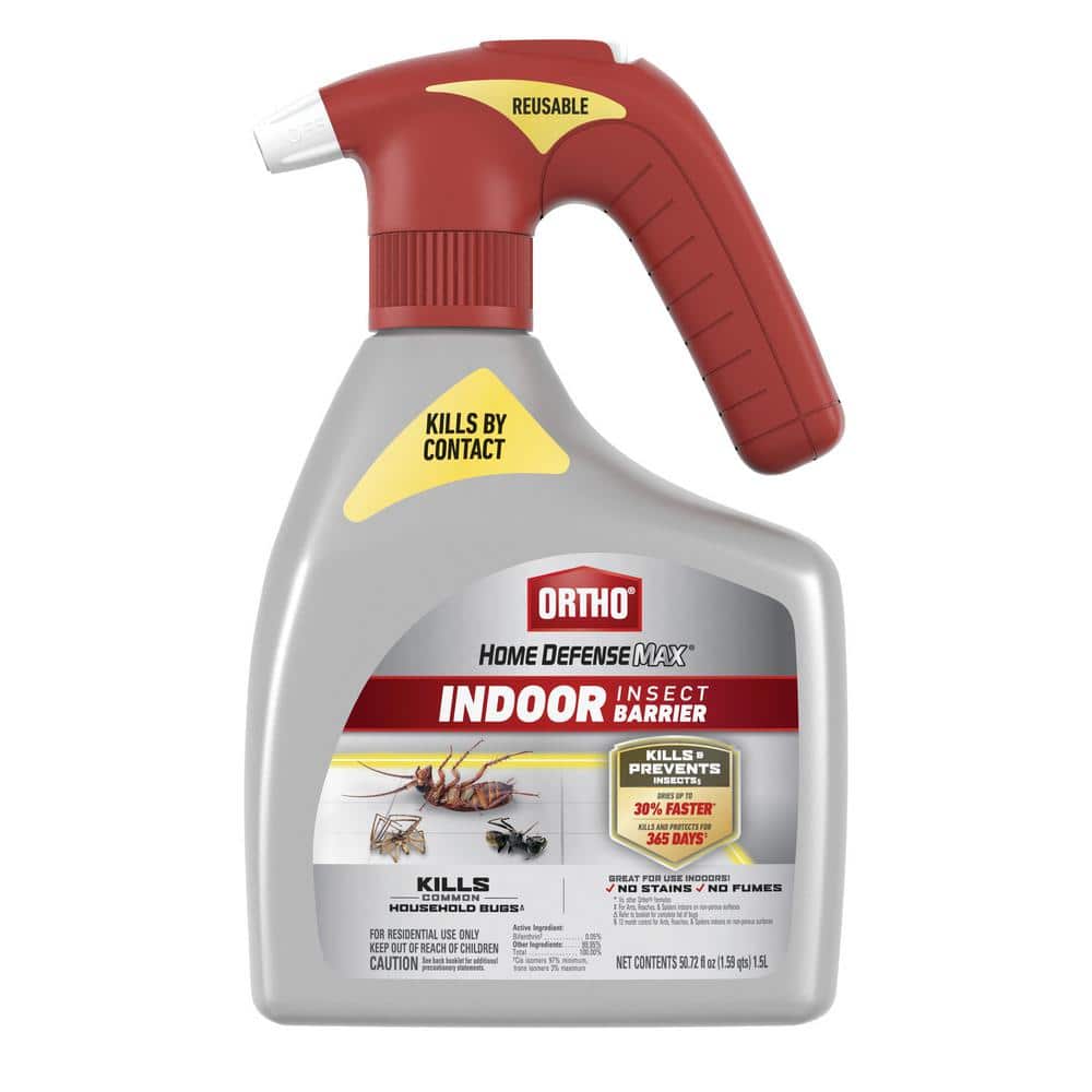 Home Defense Max Indoor Insect Barrier 1.5 L Ready-to-Use Spray Roach and Ant Insect Killer with Battery-Powered Sprayer