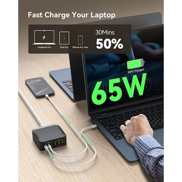 Yichuhaoxi USB C Fast Charger Block, 160W 8 Port GaN Charging