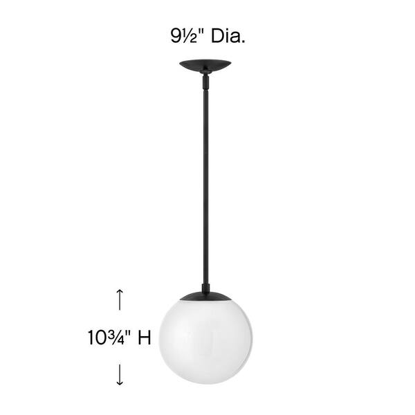 HINKLEY - Warby 1-Light Black Globe Pendant Light