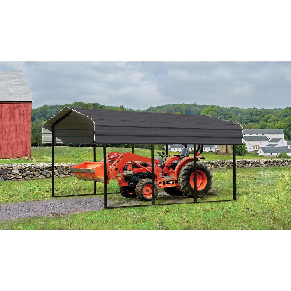10 ft. x 15 ft. Charcoal Galvanized Steel Carport Canopy