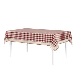 Buffalo Check 60 in. W x 120 in. L Burgundy Checkered Polyester/Cotton Rectangular Tablecloth