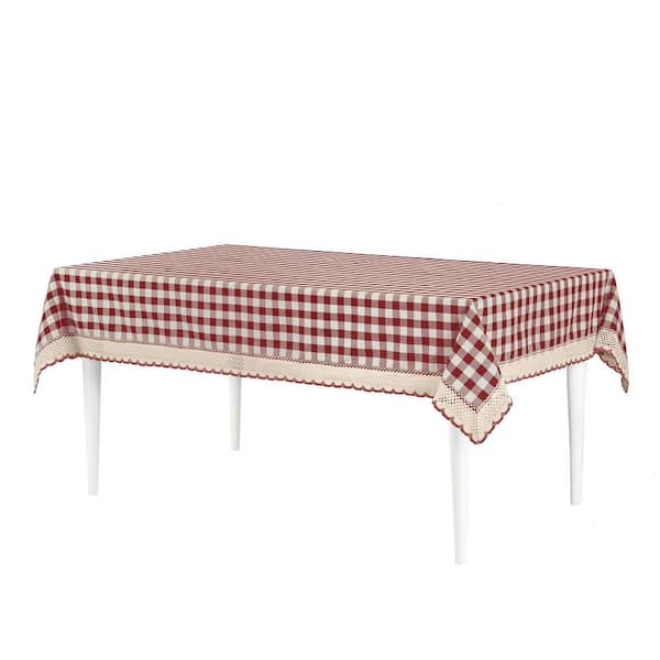 ACHIM Buffalo Check 60 in. W x 120 in. L Burgundy Checkered Polyester/Cotton Rectangular Tablecloth