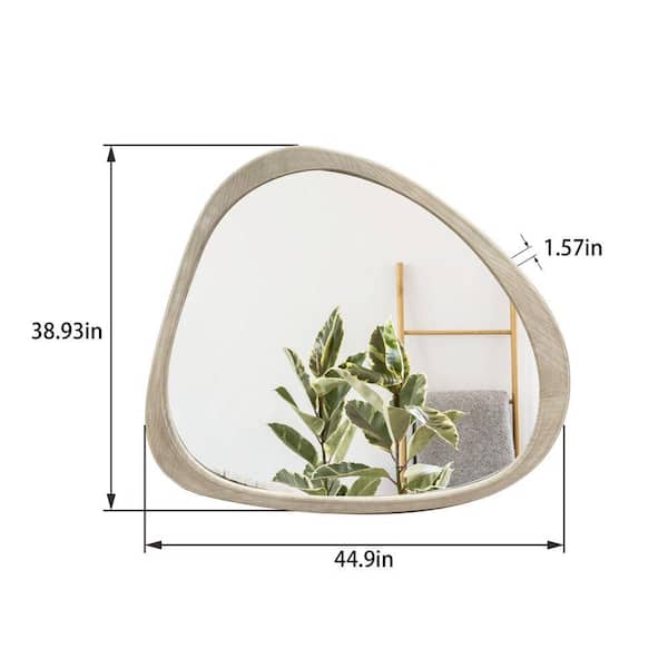 45 in. W x 39 in. H Asymmetrical Wood Framed Natural Mirror for