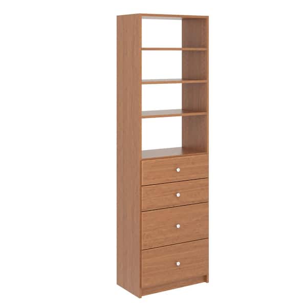 SimplyNeu SNT5-BC 14 in. W D x 25.375 in. W x 84 in. H Amber Drawer and Shelving Tower Wood Closet System - 1
