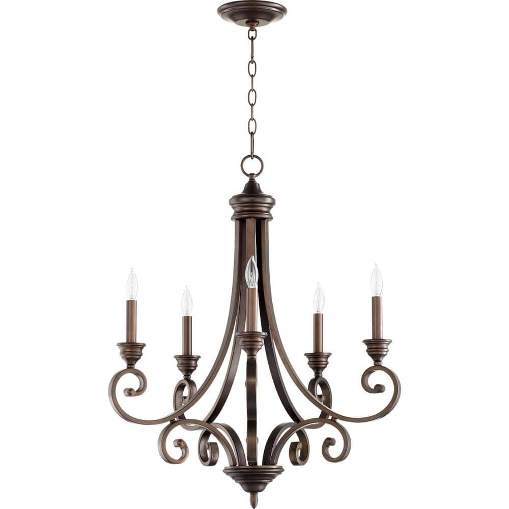 Elegant Oiled Bronze 5-Light Traditional Chandelier