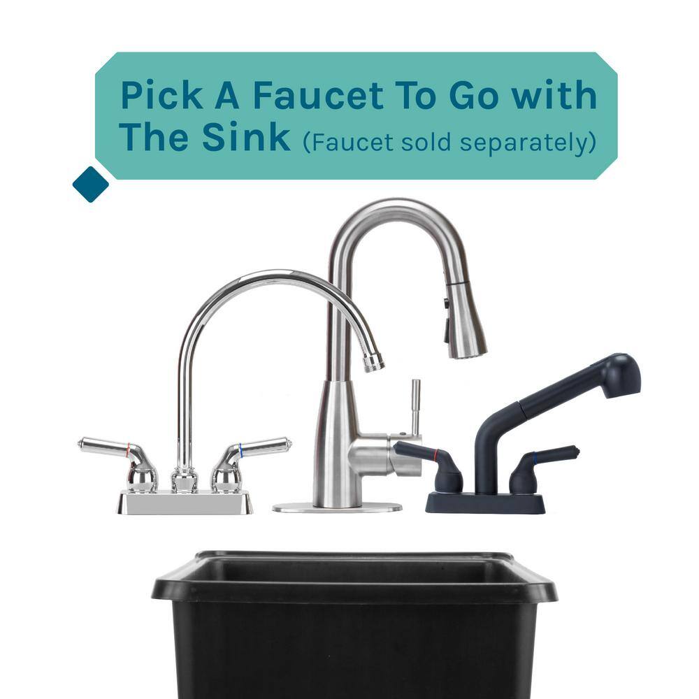 Black Freestanding Utility Sink with Steel Legs, 16 Gallon