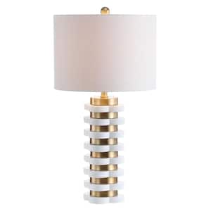 Wellington 26.5 in. Quatrefoil Striped Resin LED Table Lamp, Brass