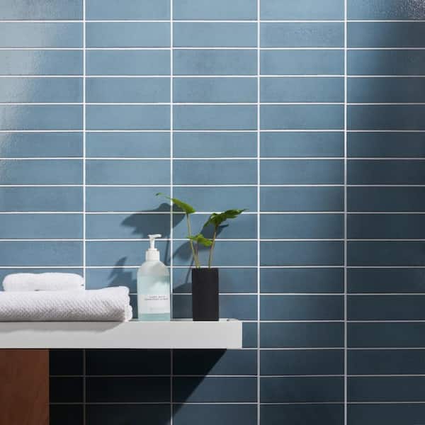 Vibe Turquoise 2.36 in. x 7.87 in. Glossy Lava Stone Cement Subway Wall Tile (3.88 sq. ft./Case)