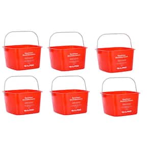 8 Qt. Red Plastic Sanitizing Cleaning Bucket Pail (6-Pack)