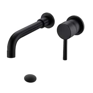 Single Handle Bathroom Wall Mounted Faucet in Stainless Matte Black