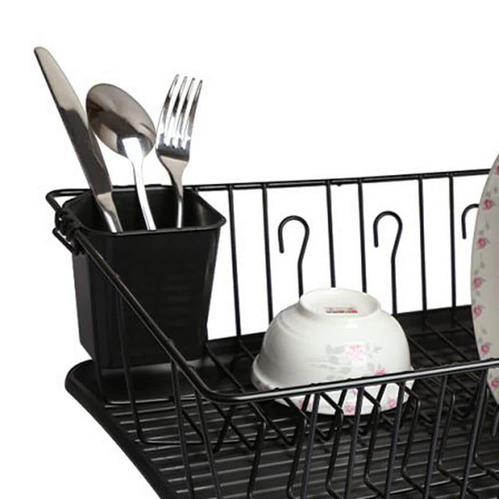 Mega Chef 24" Red Metal Dish Rack with Utensil Cup