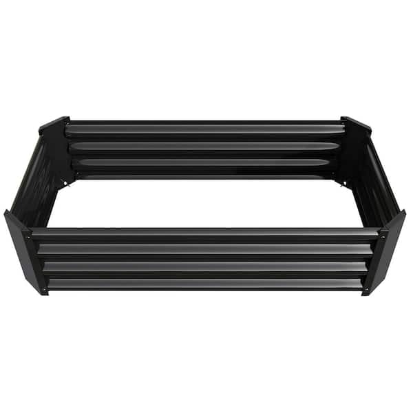 Siavonce Metal Raised Garden Bed, 4 ft. x 2 ft. x 1 ft. Black Rectangle Raised Planter for Flowers Plants, Vegetables Herb Veezyo
