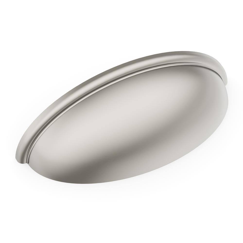 Satin Nickel Brushed Cup Drawer Pulls with Mounting Hardware