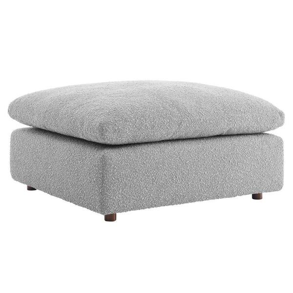 MODWAY Commix Down Filled Overstuffed Boucle Fabric Ottoman in 
