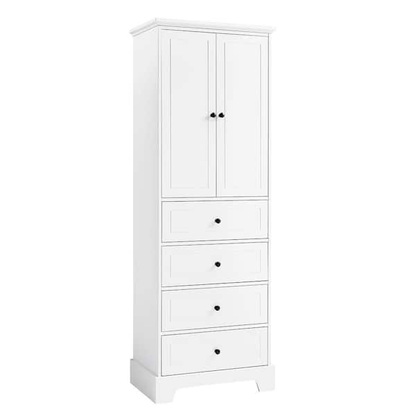 White Wood 4-Drawer 1-Door Bathroom Storage Cabinet - 32.68 H x