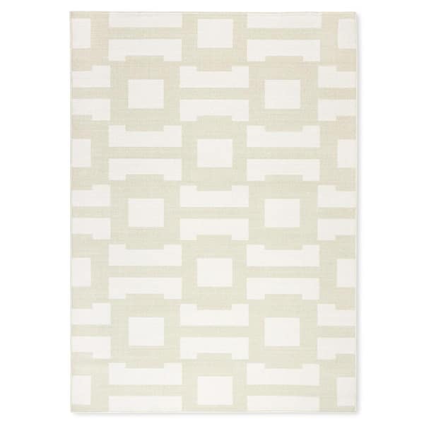 Isla Coastal Geo Green/Ivory 6 ft. x 9 ft. Indoor Outdoor Area Rug