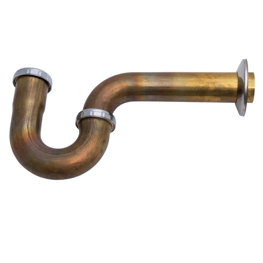 Rough Brass w/o Cleanout 1-1/2" IPS x 1-1/2" SJ Nut RB LA Pattern P-Trap 