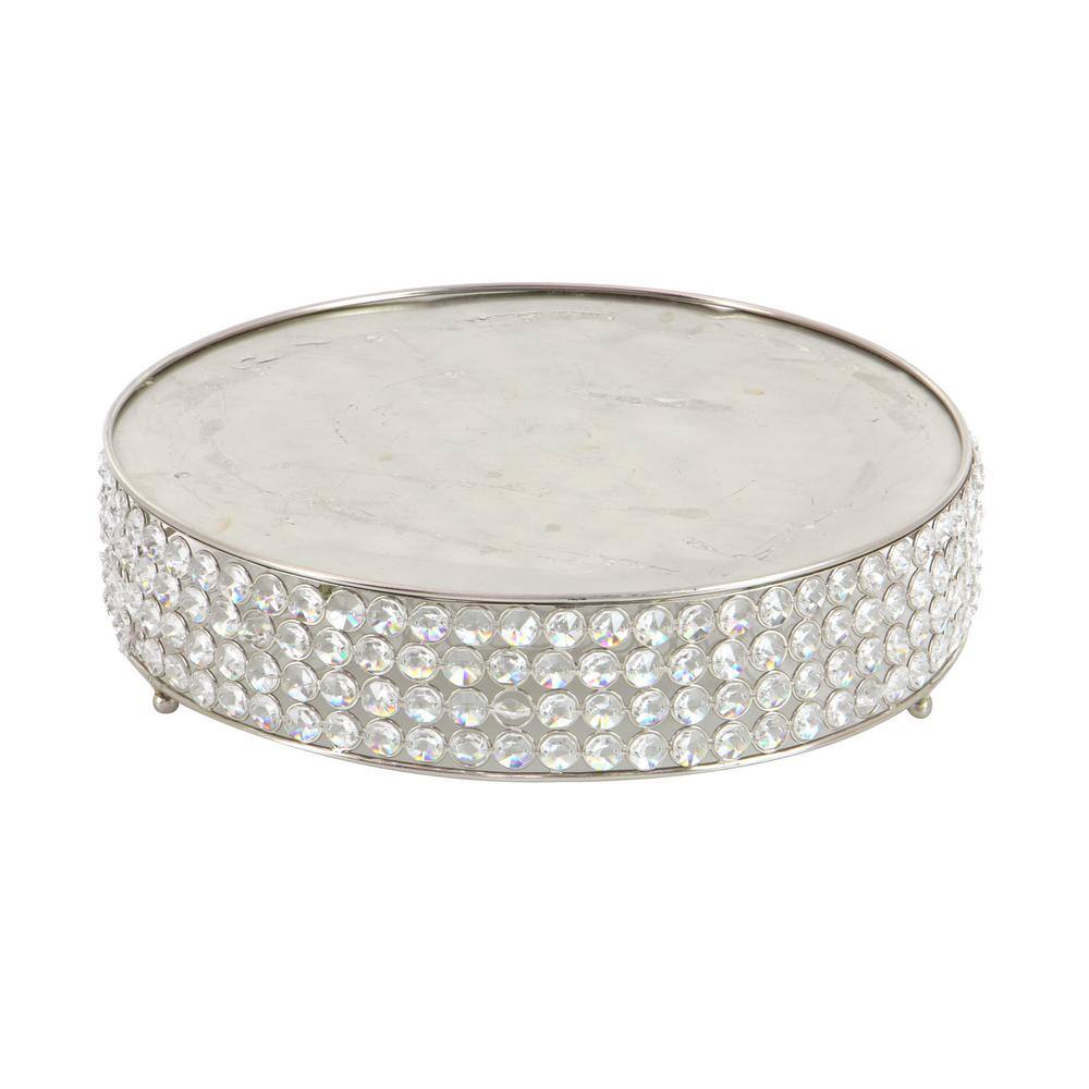 Silver Encrusted Iron Cake Stands with Crystal Beads, Set of 3