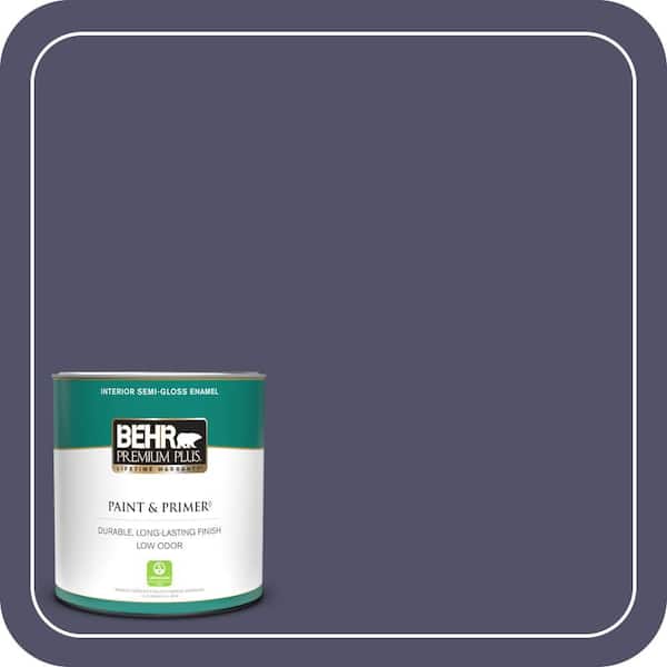 BEHR PREMIUM PLUS 1 qt. #640F-7 Academy Purple Semi-Gloss Enamel Low Odor Interior Paint & Primer
