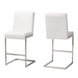 Toulan White Faux Leather Upholstered 2-Piece Counter Stool Set