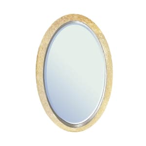 Seaside Large Mother of Pearl Oval 42 in. x 30 in. Classic Rectangle Framed Gold Decorative Mirror