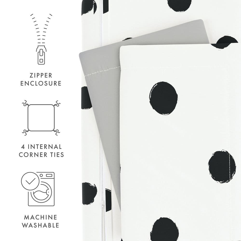 Light Gray and White Polkadot Twin Duvet Cover Set