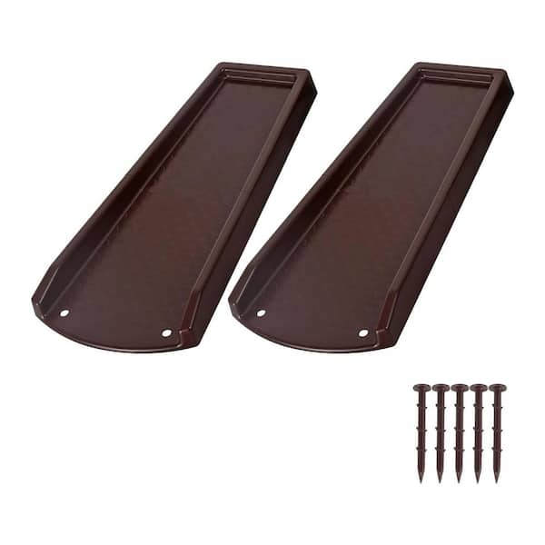 24 in. Brown Plastic PE Gutter Downspout Extension with Fixable Splash Block and Nails for Water Drainage 2 Pack