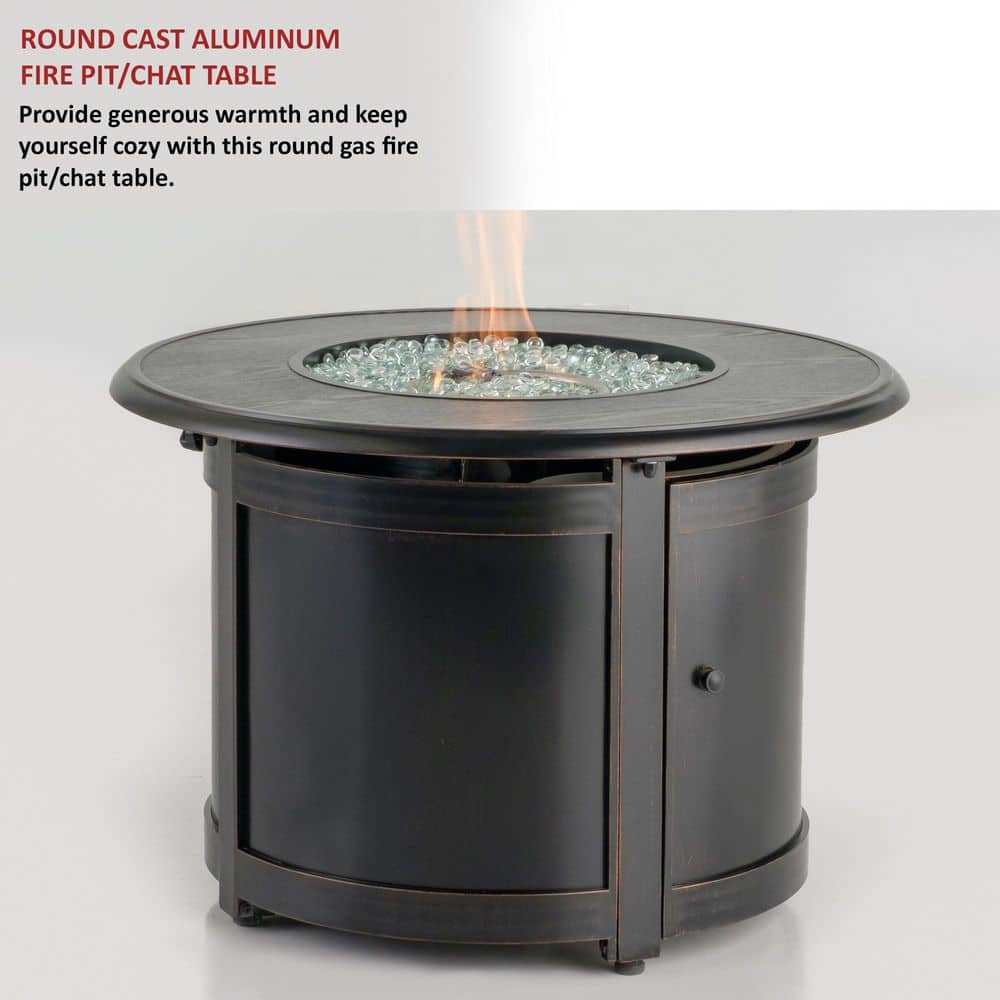 Manchester Black Aluminum Round Gas Fire Pit Table