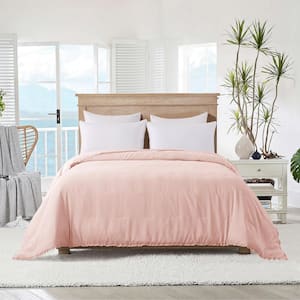 Blush Ruffled Edge Microfiber Full/Queen Down Alternative Blanket