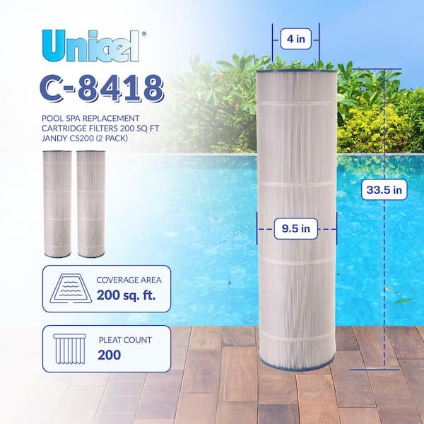 8.94 in. Dia 200 sq. ft. Replacement Pool Filter Cartridge with Molded Gasket (2-Pack)