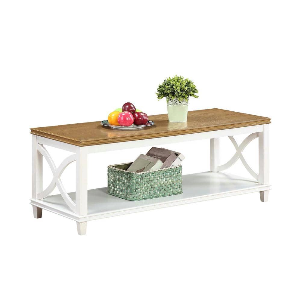 Florence Driftwood and White Rectangular Coffee Table with Shelf