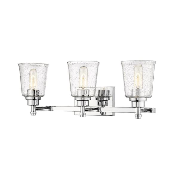 Unbranded Bohin 24 in. 3 Light Chrome Vanity Light with Glass Shade