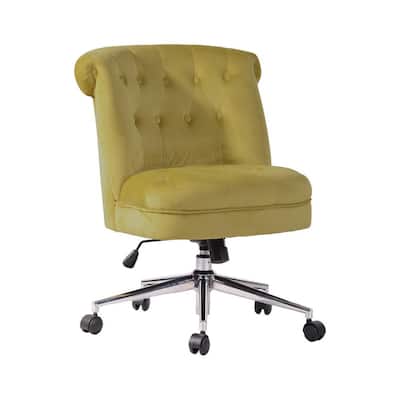 Mid-back Yellow Fabric Swivel Office Task Chair with Adjustable Height
