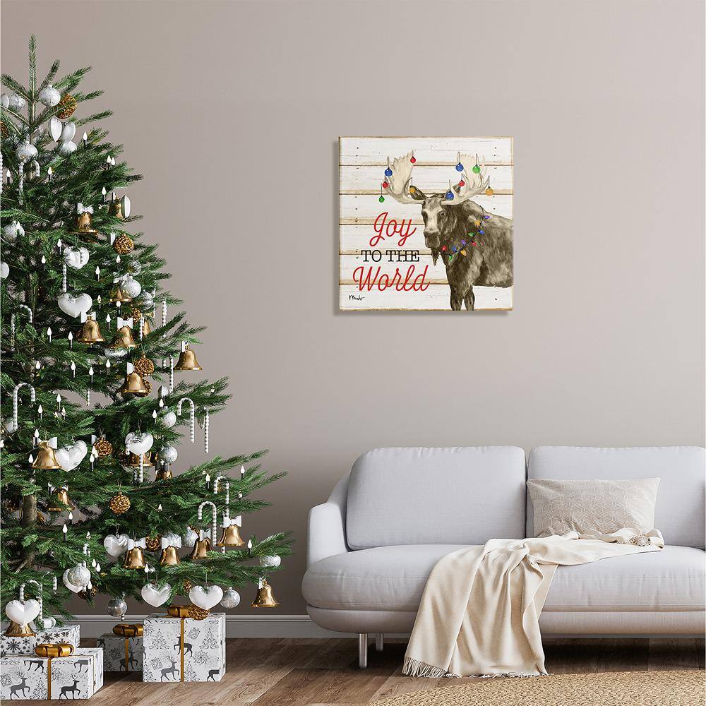 Festive Moose with Holiday Lights Canvas Wall Art, 24" x 24"