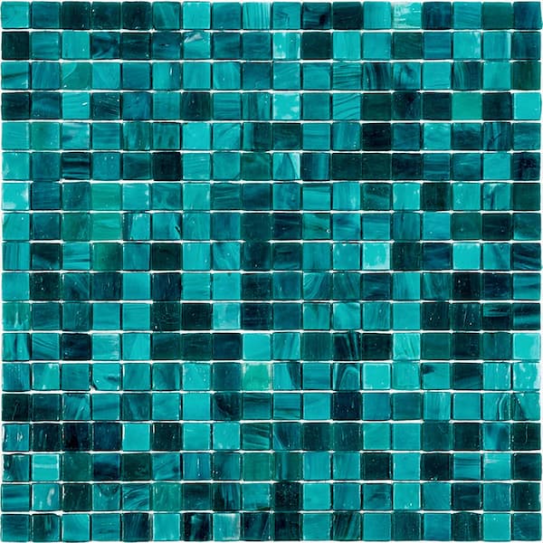 Apollo Tile Skosh Glossy Cerulean Green 11.6 in. x 11.6 in. Glass Mosaic Wall and Floor Tile (18.69 sq. ft./case) (20-pack)