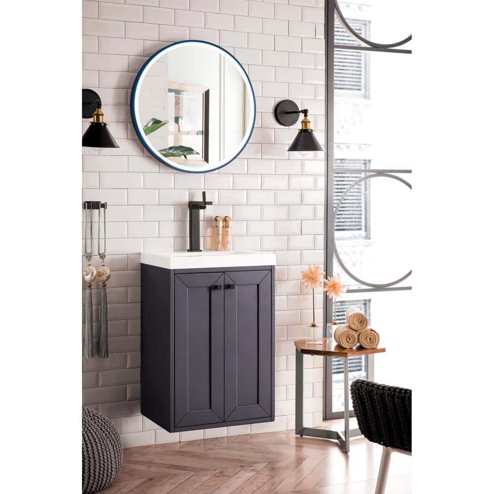 Chianti 20'' Mineral Grey Wall-Mount Vanity with Composite Top