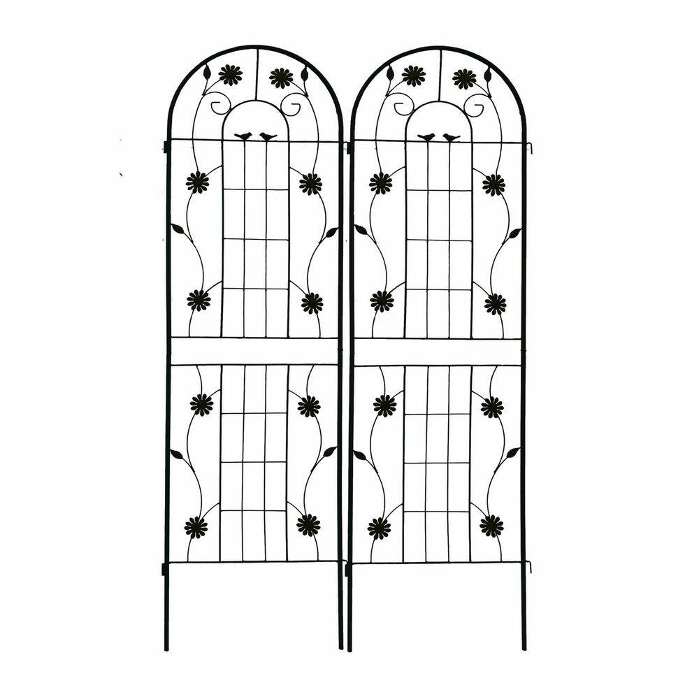 71 in. H x 19.7 in. W-2 Pack Black Metal Garden Trellis Rustproof Climbing 
