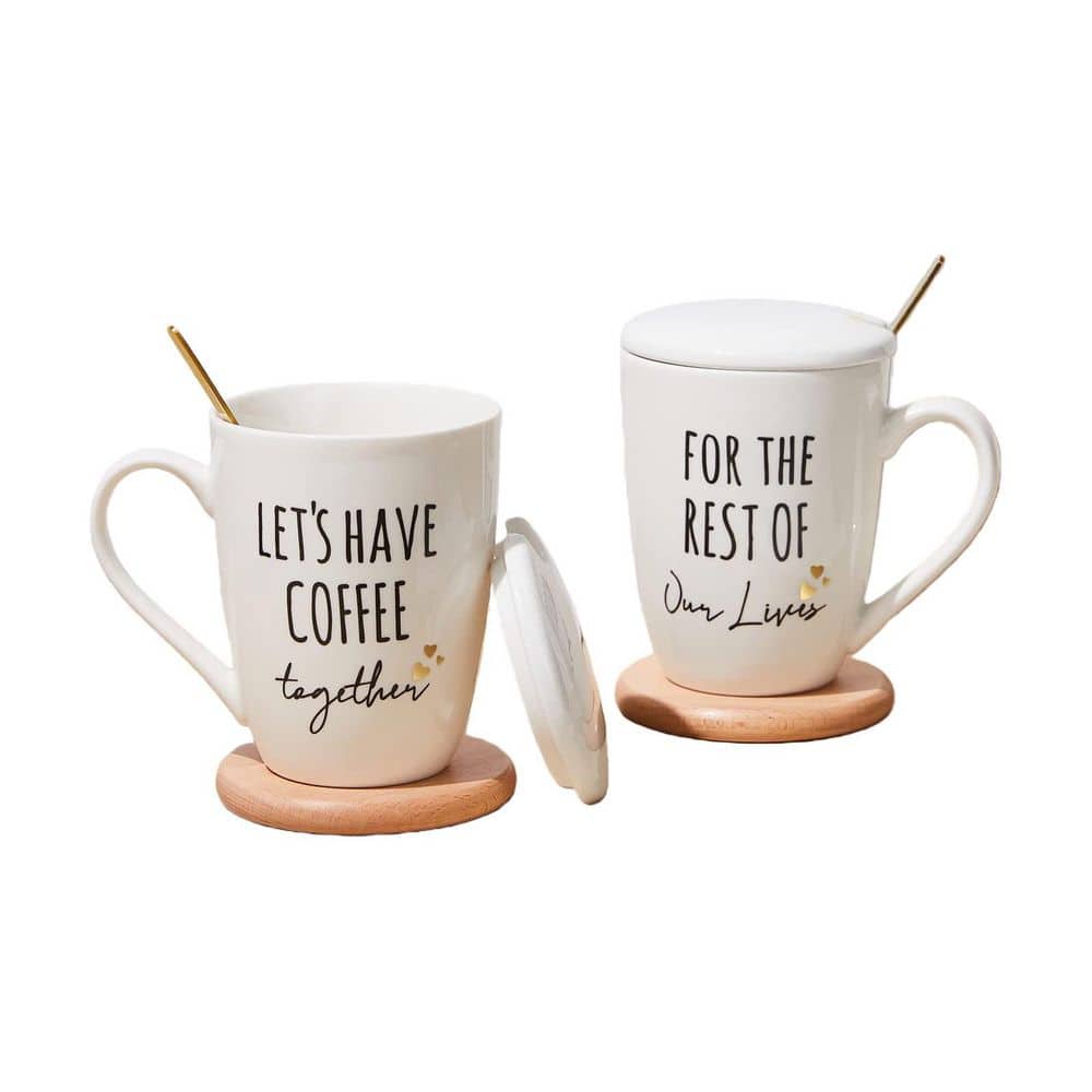 Numhew White Ceramic Coffee Mugs 12oz. Bachelorette Bridal Shower Gift For  Bride Anniversary Wedding Gifts For Couple(Set of 2) U0W2C7T1 - The Home  Depot