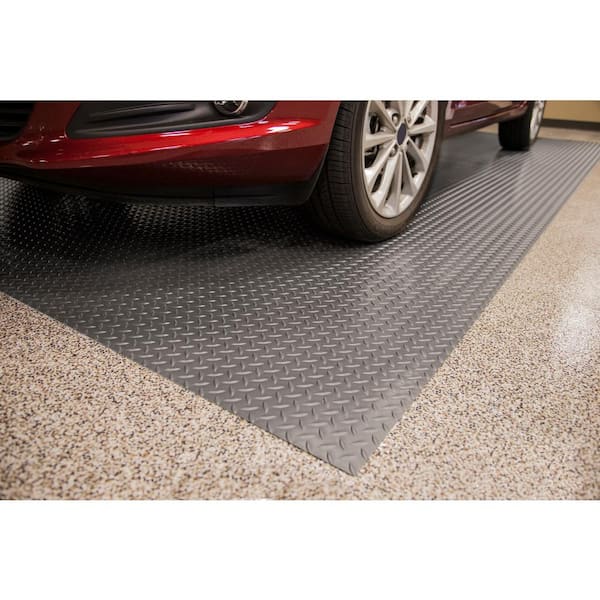 Diamond Tread 8.5 ft. x 24 ft. Slate Grey Vinyl Garage Flooring Cover and Protector