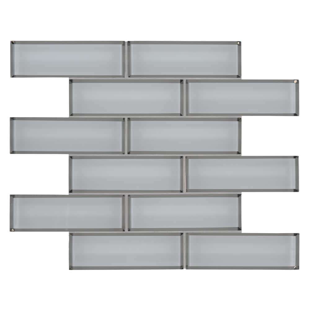 Take Home Tile Sample - Ice Bevel Subway 4 in. x 4 in. Glossy Glass Mesh-Mounted Mosaic Wall Tile price history on PriceWatchPro